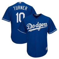 Mens Los Angeles Dodgers 10 Justin Turner Baseball Jersey White Blue Grey