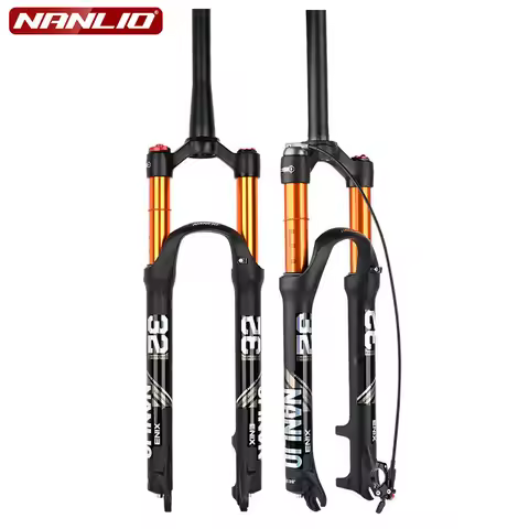 Bicycle Front Fork 26 27.5 29 Inch Magnesium Alloy Air Pressure Shock Absorption Suspension Disc Bra