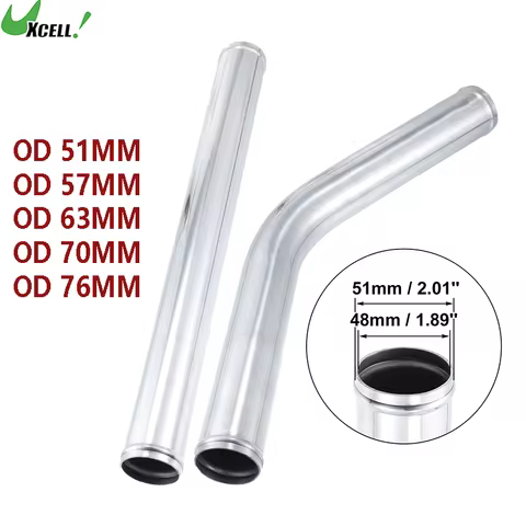 UXCELL Universal 500mm Auto Car Air Intake Pipe Tubing 500mm Length 51/57/63/70/76mm OD 45°/180° Alu