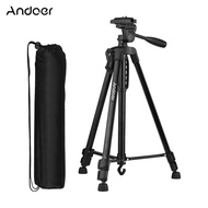 Andoer Lightweight Photography Tripod Stand Aluminum Alloy 3kg Load Capacity Max. Height 135cm/53in with Carry Bag Phone Holder for Canon Sony Nikon DSLR Camera for Smartphone