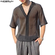 INCERUN Men's Hollow Clean Color Shirt
