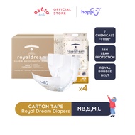 [CARTON] Hoppi Royal Dream Diaper Tape NB66 / S56 / M44 / L40 (4 Packs) 2mm UltraCore™ Technology