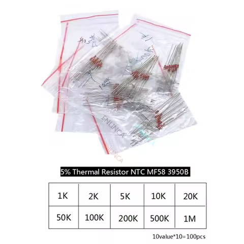 10Value kit 10value*10=100pcs Thermal Resistor NTC MF58 1K 2K 5K 10K 20K 50K 100K 200K 500K 1M 5% 39