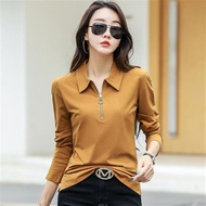 M-4XL Long-Sleeved Versatile t-Shirt~polo Shirt Women Summer Pure Cotton Mom t-Shirt Large Size Loos