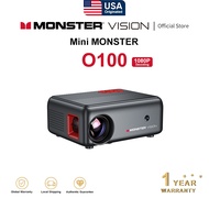 MONSTER O100 Mini Portable Projector 280 ANSI 1080P Decoding WiFi6 HDMI 4K30Hz