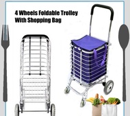 Lightweight [RENODAPUIR] 4 Wheel Shopping Foldable Trolley Aluminium Cart with Bag #603