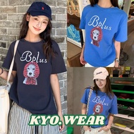 KYO Women's T-Shirt Street Fashion OVERSIZE Printed With "BPLUS DOG" Pattern Super Soft Cotton Fabri