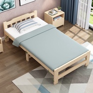 Solid Wood Foldable Bed Single Bed Double Bed Home Adult Bed Office Lunch Break Bed Rental Room Economy Double Bed