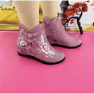 KY/🏅Yingwen Autumn and Winter Fleece-lined Embroidered Boots Embroidered Shoes Dance Women's Boots Wedge Hidden Heel Wom