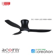 Acorn Creation DC-168H MBK | 42 & 48 Inch Ceiling Fan | 24W LED Tri-Color | Free Decorative No Light