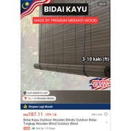Bidai Kayu Outdoor Wooden Blinds Outdoor Bidai Tingkap Wooden Blind Outdoor Blind


