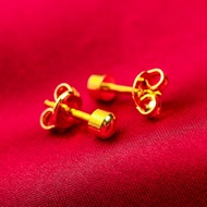 PQH KONG Jewellery Subang Telinga 916 Emas Original Earrings Womens Simple Classic Earings for Women Earrings Hypoallergenic Jewelry Gift for Girlfriend Anting Anting Perempuan