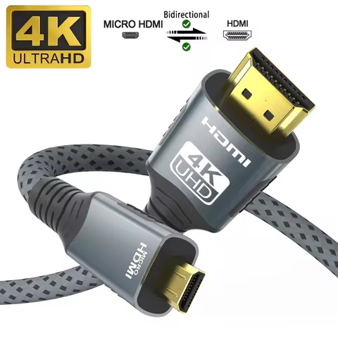 4K@60Hz Micro HDMI to HDMI Cable 18Gbps 2K@120Hz HDMI 2.0 HDR ARC for Camera Sony Nikon Tablet Monit
