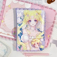 A5 Size Notebook PU Leather Cover Colorful Pages Edge Design Sailor Moon Print Art Supplies General