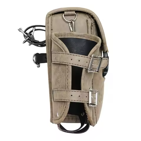 Vintage Motorcycle Backpack Riding Equipment Waterproof Leather Brown Retro Rear Seat Bag Biker Side