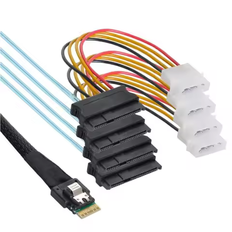 Mini Slimsas SFF-8654 4I to SFF-8482 with power supply connection cable For server