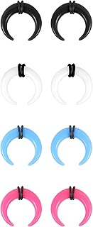4 Pairs Acrylic Septum Taper Pincher Ring, 14G 12G 10G 8G 6G 4G 2G 0G 00G Buffalo Horseshoe Nose Rin