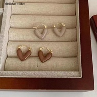 delicatelife French Romantic Wine Red Enamel Heart Shaped Pendant Earrings Fashion Jewelry For Women