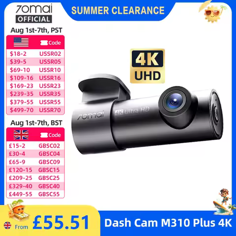 γNewγ70mai Dash Cam M310 Plus 4K 2160P WDR 360Β° Rotatable Lens Super Night Vision 24H Parking Survr7