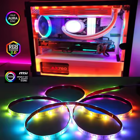 Addressable Rainbow PC Digital LED Strip Light 5050 RGB WS2812b for 5V 3pin 12V 4pin ARGB PC Asus Au