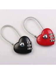 1入組鋼絲密碼鎖和心形密碼鎖,適用於旅行行李、袋子和掛鎖,是情人節禮物。適用於摩托車、自行車和行李箱的防盜鎖