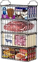 Freezer Organizer Bins, 4 Pack Stackable Deep Chest Freezer Organizer Bins, Foldable Baskets with Ha