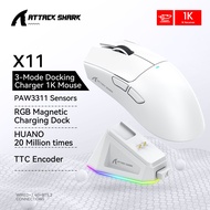 Attack Shark X11 PAW3311 Wireless Bluetooth Mouse  2.4G 400IPS RGB  PC Gaming Mouse