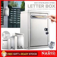 NARIO [ CLEAR STOCK ] 304 Stainless Steel Letter Box Key Locker Mailbox Home Outdoor Wall Post Box O