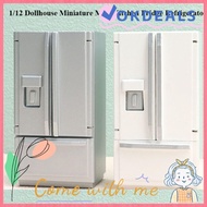 OKDEAL 1/12 Dollhouse Refrigerator, Simulation Pocket Miniature Kitchen Scene, High Quality Mini 2 Colors Fridge Refrigerator Freezer Dollhouse Decor