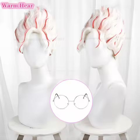 Okarun Synthetic Hair Anime Ken Takakura 30cm White Highlights Red Cosplay Anime Wig Heat Resistant 