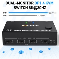 3Tech mall DisplayPort Switch Splitter Bidirectional DP 1.4 Switcher Supports 8K 30Hz 4K 120Hz Work with PC Monitor Laptop
