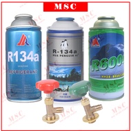R134 R-134A R600A REFRIGERANT 220g/250g/280g Can Tap / Refrigerant Car Aircond (Peti Sejuk Ais/Airco