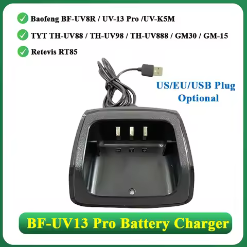 Baofeng UV-13 Pro Battery Charger UV-K5M UV-K5 Plus UV8R TH-UV88 GM-15 Pro Base Charger Station TH-U