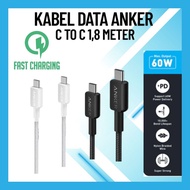 Anker TYPE C to TYPE C Data Cable 322 [6ft Braided] 1.8 meters 60W Charger Cable For Iphone 15 16 Pr