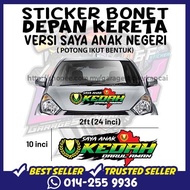 STICKER UV EMBOSS BONET DEPAN KERETA VERSI SAYA ANAK NEGERI