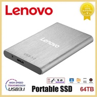 Lenovo 64TB SSD Externo Hard Disk USB 3.1 External Hard Drive16TB 8TB 4TB Mass Storage SSD แบบพกพาสำหรับเดสก์ท็อปแล็ปท็อป Ps4 Ps5
