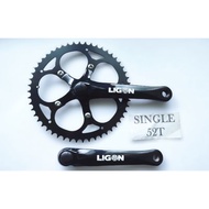 Bike Crankset/Chainwheel 52 teeth semi alloy Ligon(Alloy arm steel plate)(Brand New)