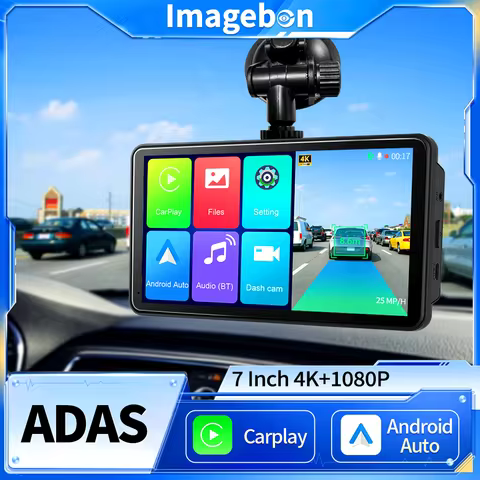 Imagebon 7" H16Pro 4K+1080P 3s Power on Dash Cam ADAS 24H Parking Monitoring 5G Wifi Wireless Carpla