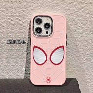 Spider Man Pattern Phone Case Compatible for IPhone 15 14 13 12 11 Pro X XS XR XS Max 7 8 Plus SE2020 Lens Protector Metal Button Thickened Drop-Resistant Cover