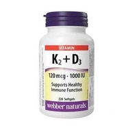 維柏健 (Webber Naturals) 維他命 K2 + D3軟膠囊 220粒。 Exp:  02/2029 - Free Gift