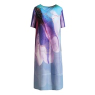 ☇✔✌ Aiden001 Mom ummer Dress Noble Lady Cover Belly To Reduce Age Loose Large Size Women A-Line Dres