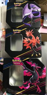3個$40 連伊貝6個$60 PTCG Pokémon card game 三神鳥 卡game 鐵盒  急凍鳥 火焰鳥 閃電鳥