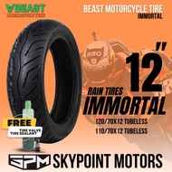 BEAST Tube Less tire 12" - IMMORTAL - 120/70-12 - 110/70-12 WITH SEALANT & PITO