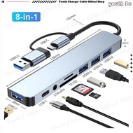 Youth 3c 8-IN-2 Type C USB Hub 4 Port Multi Splitter OTG Adapter High Speed Transmission USB 3.0 For