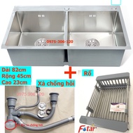 ĐÚC DÀY Chậu Rửa Chén Bát INOX SUS 304 N5 8245 NA.GRAND và Rổ Đa Năng và Bộ Xả Chậu bồn rửa chén ino