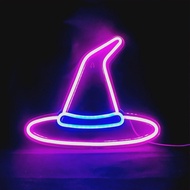 Wizard Hat Pink Blue Witch Hat Led Sign Hat Shape Neon Light for Halloween Christmas Festival Party 