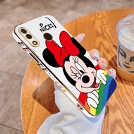 For Huawei Nova 5i 3i 3 4 3E 4E Cartoon Minnie Mouse Square Cover Casing Luxury Plating Soft TPU Phone Case