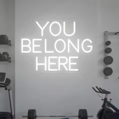 You Belong Here Neon Sign Inspirational Quote Sign Classroom Wall Decor Home Gym Wall Decor Gym Neon