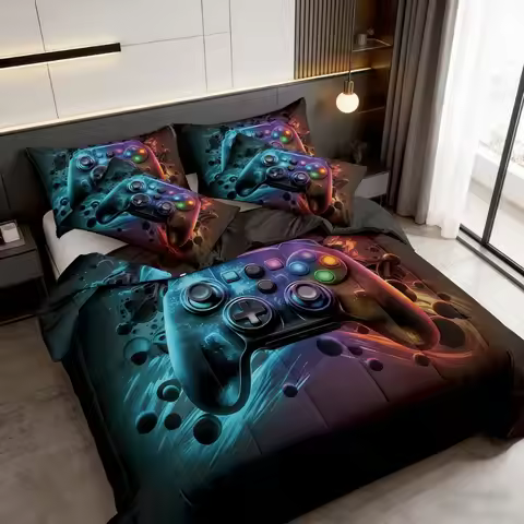 2/3pcs Game Controller Print Bed Comforter Sets (Twin, Full, Queen, King Sizes), 1 Comforter + 1/2 P