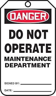 Accuform MDT206LTP HS-Laminate Safety Tag, Legend"Danger DO NOT Operate Maintenance Department", 5.7